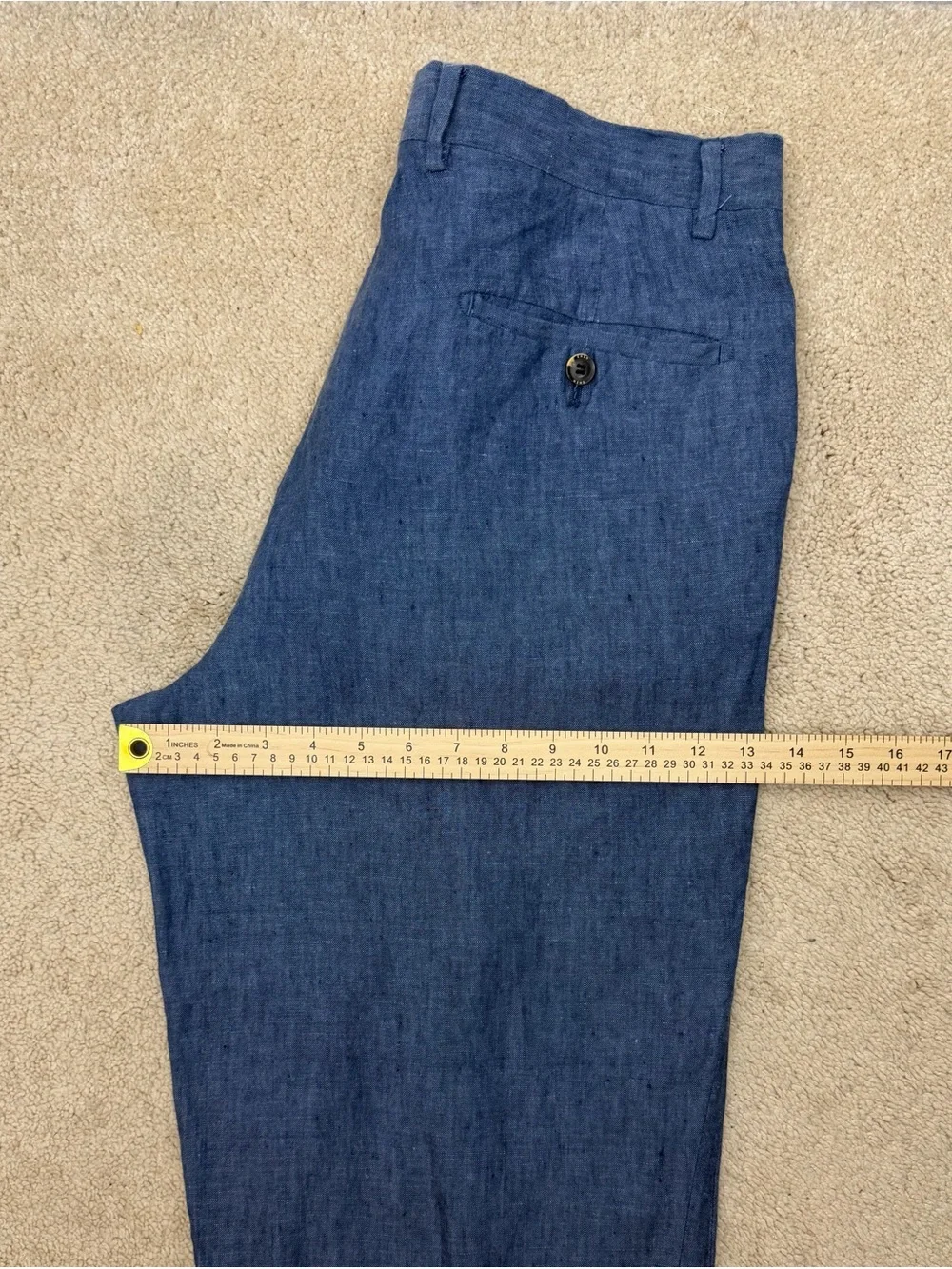 Light Blue Wide Leg Linen Blend Pants